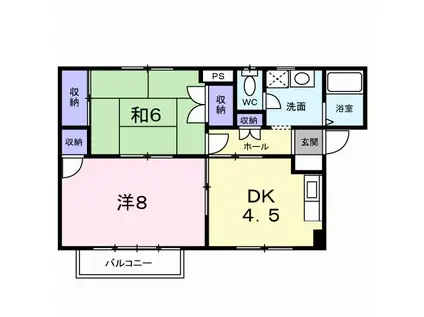 ケンハウスグランシャリオ(2K/2階)の間取り写真