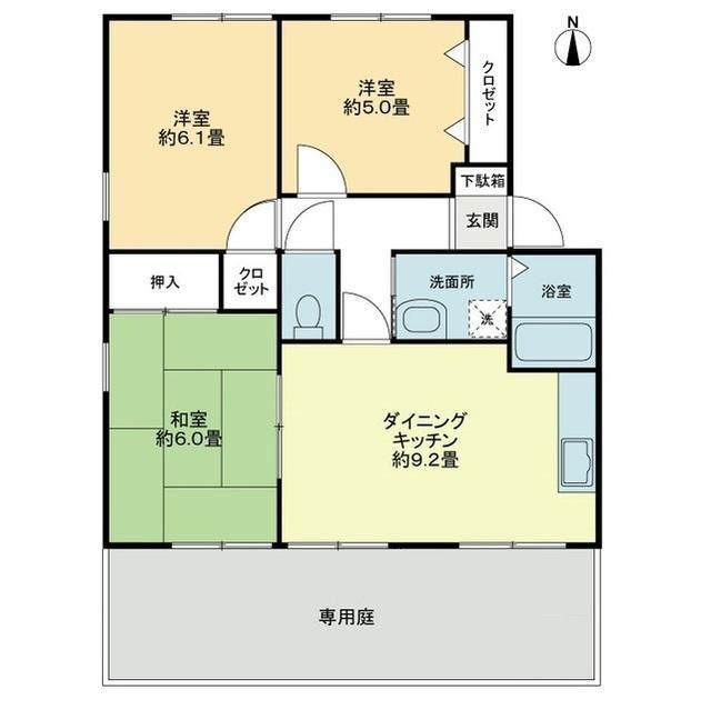 FO.トロワ木太B(3DK/1階)の間取り写真