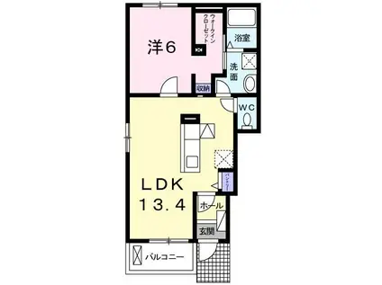 リバーサイド真倉 B(1LDK/1階)の間取り写真