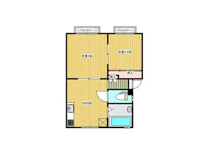 シーサイドコーポB(2DK/1階)の間取り写真