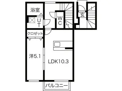 ヴィクトワール・M(1LDK/2階)の間取り写真
