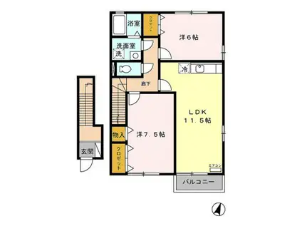 フォレストグリーンハマ A/B/C/D(2LDK/2階)の間取り写真