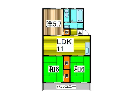 第2末広マンション(3LDK/3階)の間取り写真