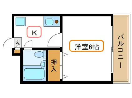 グリーンヒルズ(1K/4階)の間取り写真