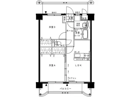 GRAND DE OSHIMA I(2LDK/3階)の間取り写真