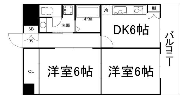 上三青山ハイツ(2DK/3階)の間取り写真