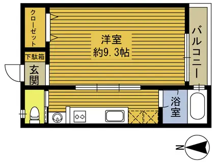 コンフォータブルII(1K/1階)の間取り写真