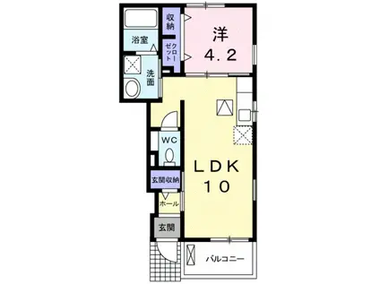 レジデンス・リオB(1LDK/1階)の間取り写真