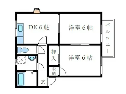 グラミュール手城I(2DK/1階)の間取り写真