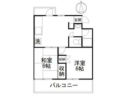ヒルズ司II(2DK/2階)の間取り写真