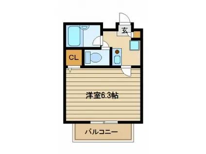 シャルマンエー(1K/2階)の間取り写真