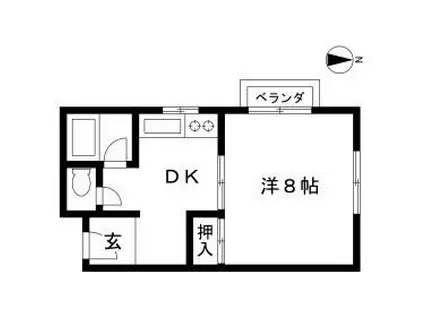 山平ビル(1DK/3階)の間取り写真