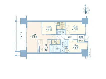 BRILLIA CITY西早稲田(3LDK/2階)の間取り写真