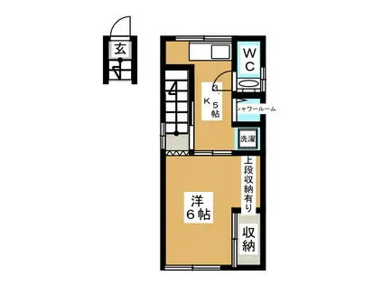 第2コーポ白ゆり(1K/2階)の間取り写真