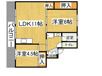 ビレッジハウス三橋(2LDK/3階)の間取り写真
