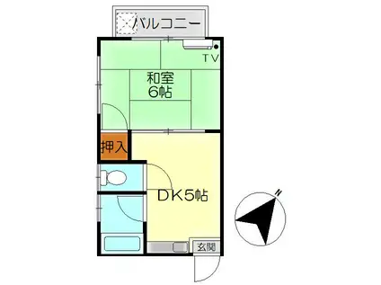 Nビル(1DK/2階)の間取り写真