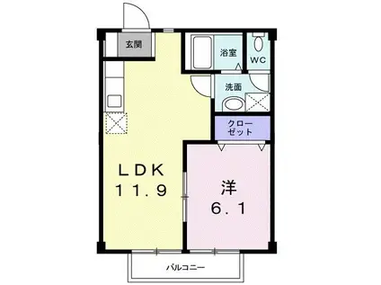 キャッスルレイクIII(1LDK/2階)の間取り写真