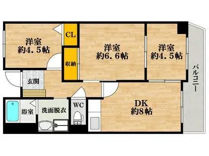 グリーンハイツ桜川(3DK/11階)の間取り写真