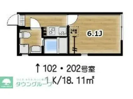 FOREST TAKASAGO(1K/2階)の間取り写真