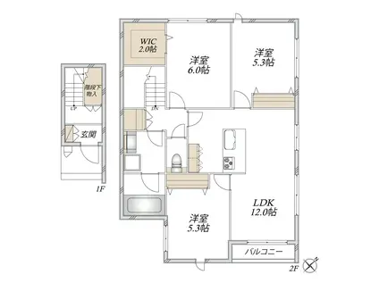 板橋3丁目メゾン(3LDK/2階)の間取り写真