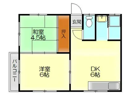入船山ハイツ(2DK/2階)の間取り写真
