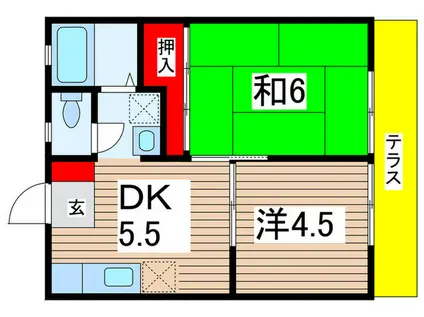 鈴ハイツA(2DK/1階)の間取り写真