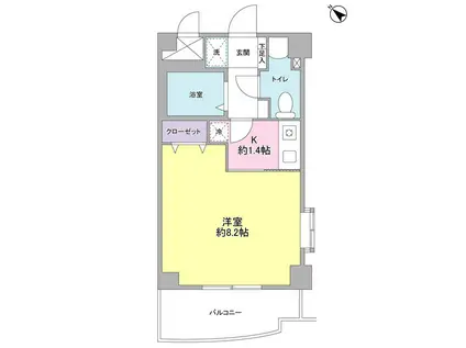 アビタシオン元住I(1K/2階)の間取り写真