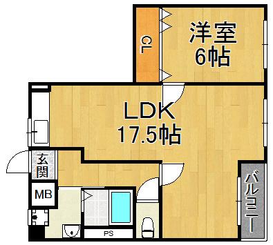 兵住グランドコート市役所前(1LDK/4階)の間取り写真