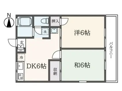 シティハイムカメリア(2DK/2階)の間取り写真