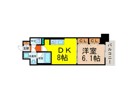 TWIN OWLS(1DK/5階)の間取り写真