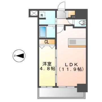 メイクス鶴舞II(1LDK/14階)の間取り写真