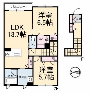 ルミエール(2LDK/2階)の間取り写真