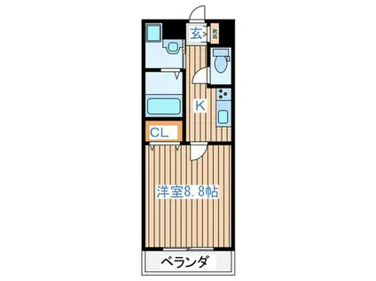ミラージュ仙台(1K/1階)の間取り写真