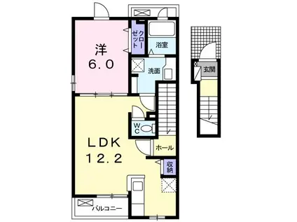 サンプラスIII(1LDK/2階)の間取り写真