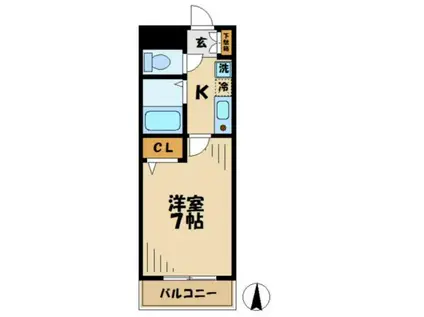 プロミネンス(1K/1階)の間取り写真