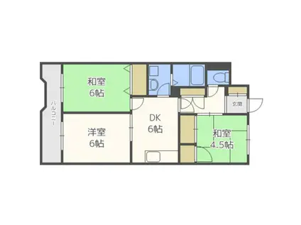 VEGA城南(3DK/1階)の間取り写真