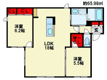 クリスタルコートさくら (2LDK/2階)の間取り写真