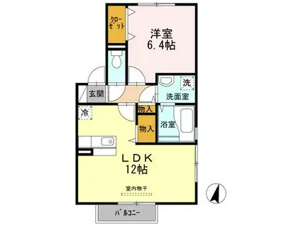 ピュアネス九学通(1LDK/2階)の間取り写真