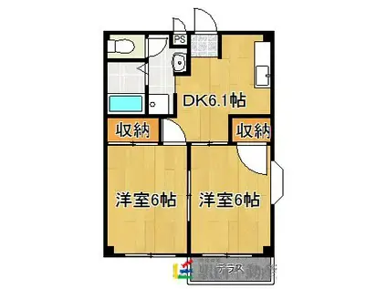 サンヒルズ中島(2DK/2階)の間取り写真