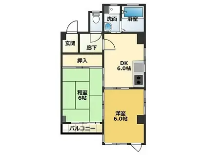 ルミエール フルール(2DK/2階)の間取り写真