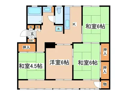 西館マンション(3DK/3階)の間取り写真