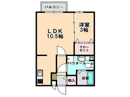 ヴァンヴェール(1LDK/2階)の間取り写真