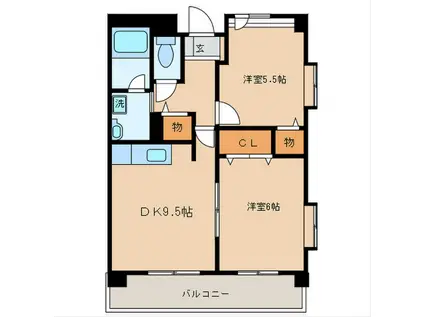 ボワ・シャテーヌ(2DK/3階)の間取り写真