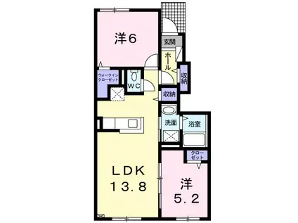 パストラールII(2LDK/1階)の間取り写真