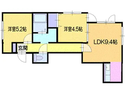 モンレーヴII(2LDK/3階)の間取り写真