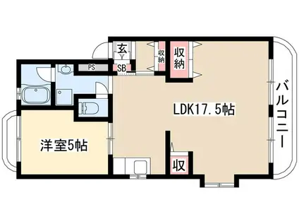 グリーンコート浅井(1LDK/1階)の間取り写真