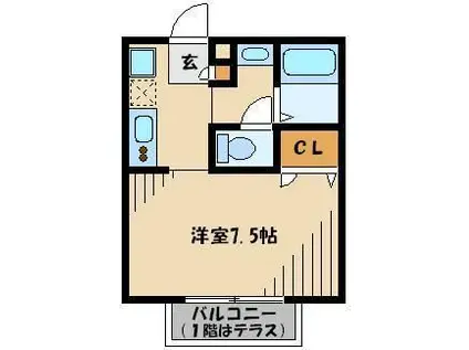 エクセル岸町(1K/1階)の間取り写真