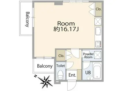 第2ラサハウス(ワンルーム/2階)の間取り写真