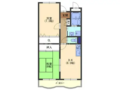 GOTTS門真南(3DK/1階)の間取り写真