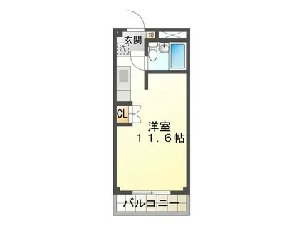 ミュゼ津駅(1K/3階)の間取り写真